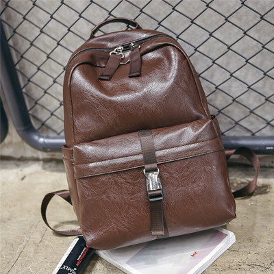 Мъжка стилна раница от еко кожа в черен и кафяв цвят