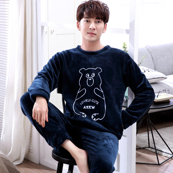 Мъжка плътна мека пижама с щампа в няколко модела