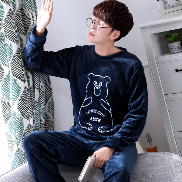 Мъжка плътна мека пижама с щампа в няколко модела