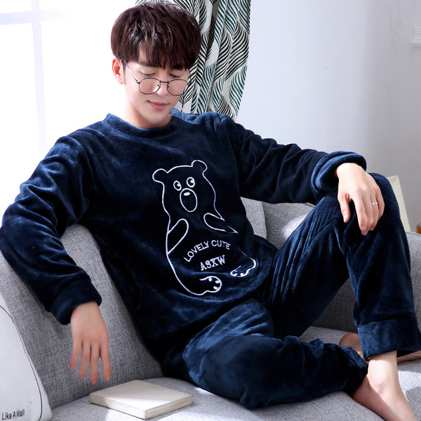 Мъжка плътна мека пижама с щампа в няколко модела