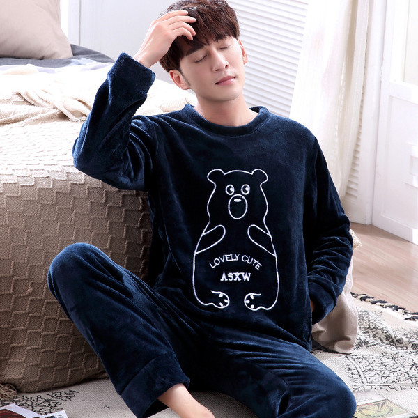 Мъжка плътна мека пижама с щампа в няколко модела