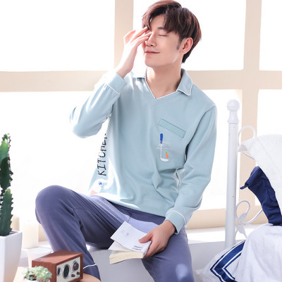 Pijamale bărbați cu inscripție și imprimeu