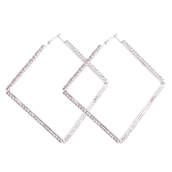 Négyzet alakú női fülbevaló arany és ezüst színben