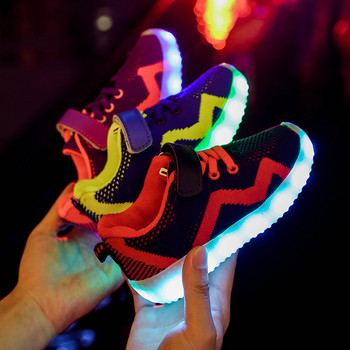 Детски светещи маратонки с лепенки  в няколко цвята 