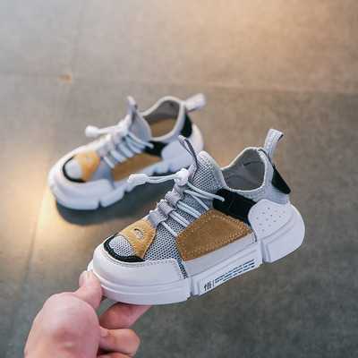 Tenisi moderni pentru copii cu element din piele intoarsa in mai multe culori