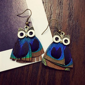 Modern női fülbevaló bagoly alakú