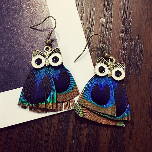 Modern női fülbevaló bagoly alakú