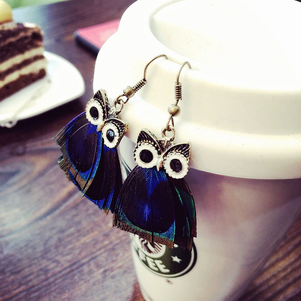 Modern női fülbevaló bagoly alakú