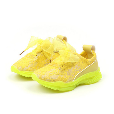 Модерни детски обувки за момичета с елемент- дантела в няколко цвята