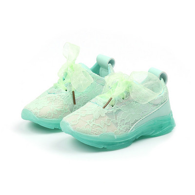 Модерни детски обувки за момичета с елемент- дантела в няколко цвята