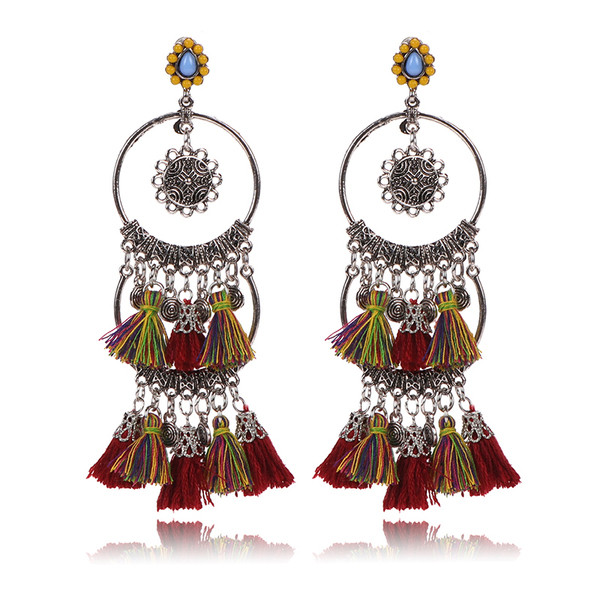 Cercei lungi de dama in trei culori