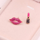 Cercei moderni de dama in roz si rosu