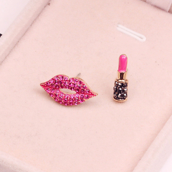 Cercei moderni de dama in roz si rosu