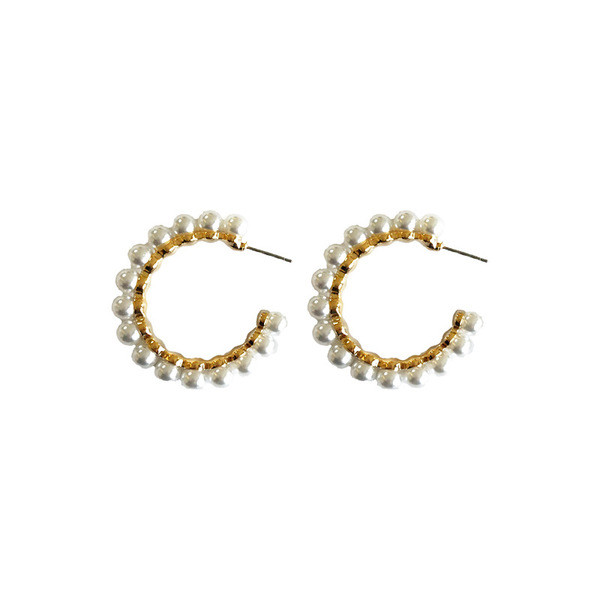 Cercei de dama cu perle de culoare auriu si argintiu