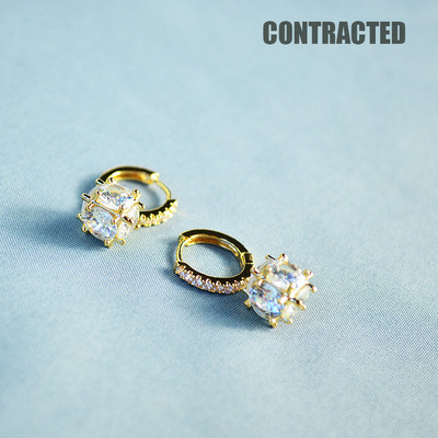 Стилни дамски обеци в два цвята със светъл камък