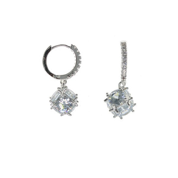 Стилни дамски обеци в два цвята със светъл камък