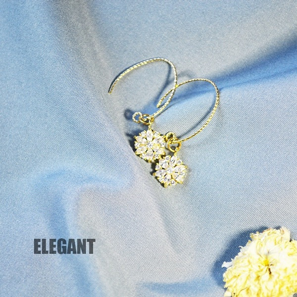 Cercei casual dama cu pietre decorative in doua culori