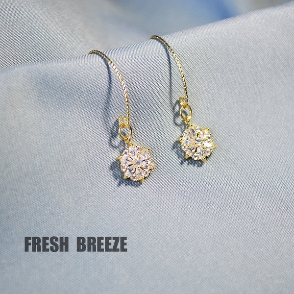 Cercei casual dama cu pietre decorative in doua culori