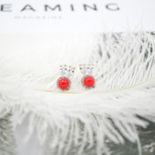 Cercei de dama cu piatra rosie