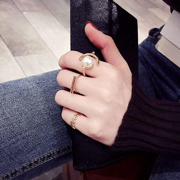 Set trei inele de culoare aurie