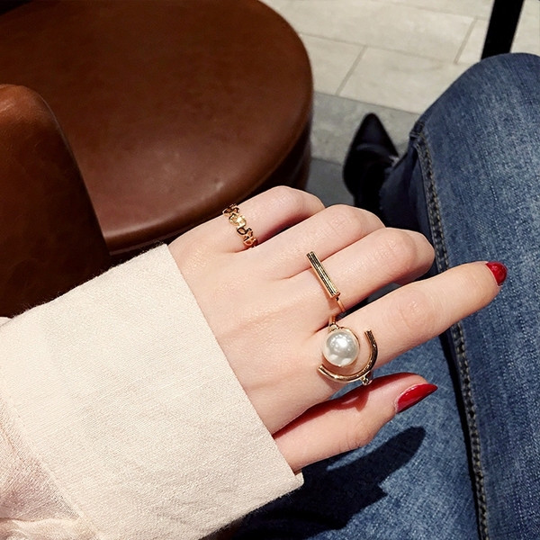 Set trei inele de culoare aurie