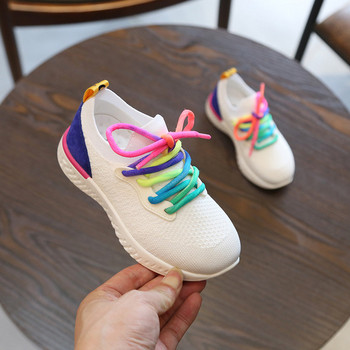 Παιδικά πάνινα παπούτσια με έγχρωμες ζεύξεις για κορίτσια και αγόρια