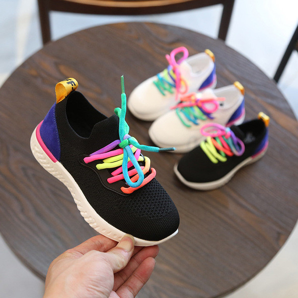 Παιδικά πάνινα παπούτσια με έγχρωμες ζεύξεις για κορίτσια και αγόρια