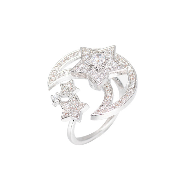 Дамски модерен пръстен с малки декоративни камъни в два цвята