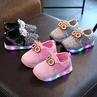 Светещи детски обувки с лепенки за момичета и момчета с 3D елемент