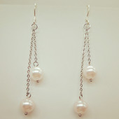 Cercei eleganti de dama in doua culori - Perle