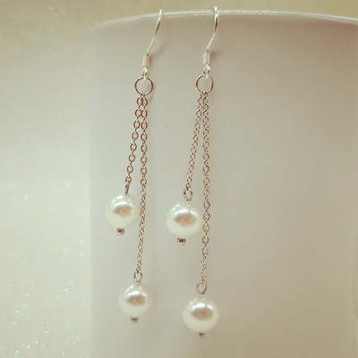 Cercei eleganti de dama in doua culori - Perle