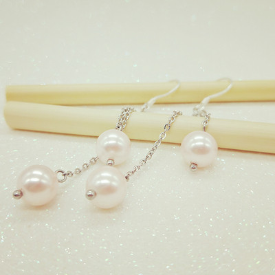 Cercei eleganti de dama in doua culori - Perle