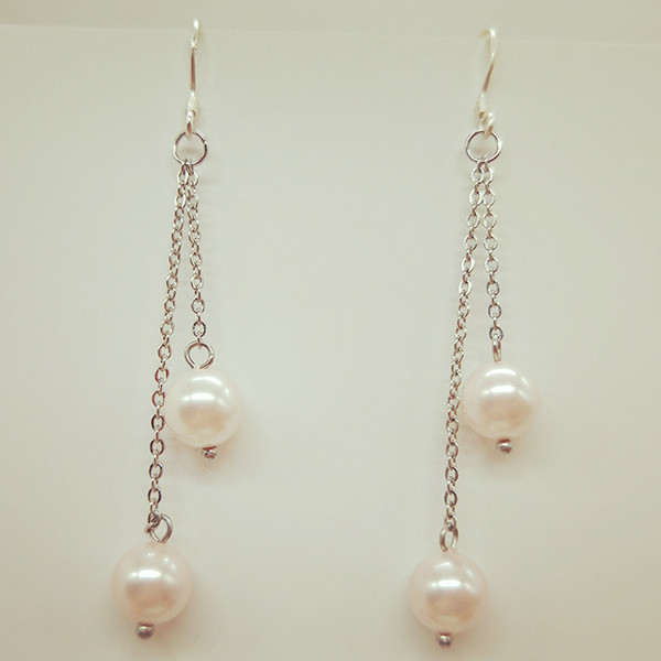 Cercei eleganti de dama in doua culori - Perle