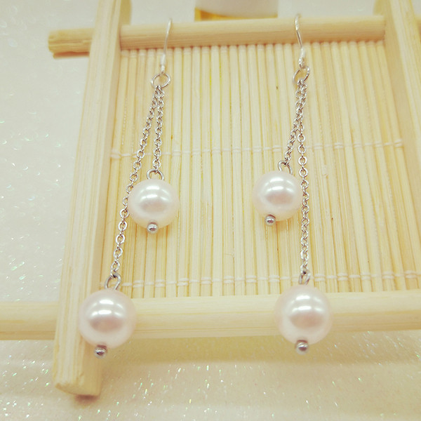 Cercei eleganti de dama in doua culori - Perle