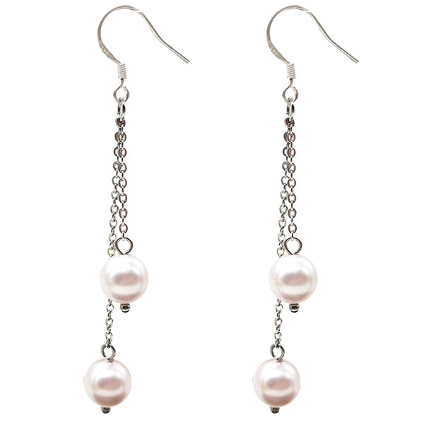 Cercei eleganti de dama in doua culori - Perle