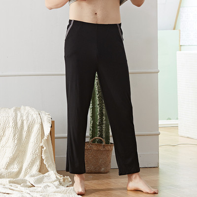 Férfi sima pizsamanadrág zsebekkel, magas derékkal