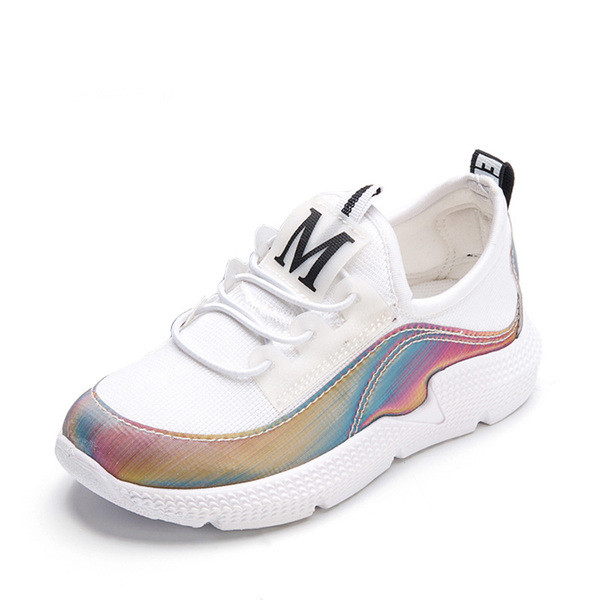 Adidasi copii moderni pentru fete cu efect stralucitor in doua culori