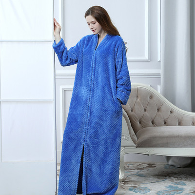 Halat de baie lung și gros cu fermoar în mai multe culori