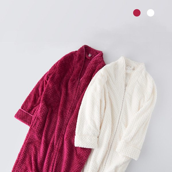 Halat de baie lung și gros cu fermoar în mai multe culori