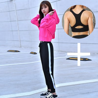 Îmbrăcăminte sport pentru yoga în două și trei părți - bluză cu glugă, bustieră și jambiere