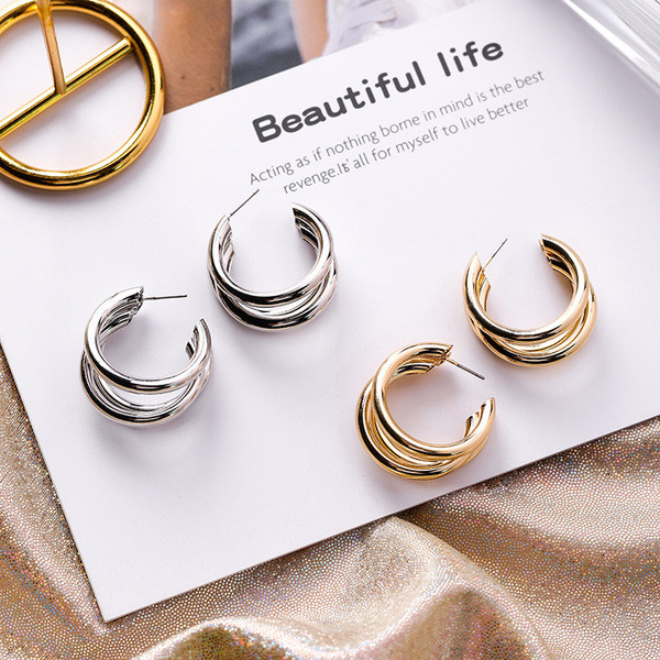 Cercei casual dama in doua nuante