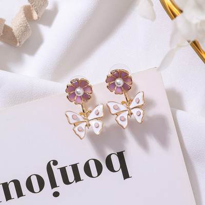 Cercei de dama cu elemente florale in mai multe culori