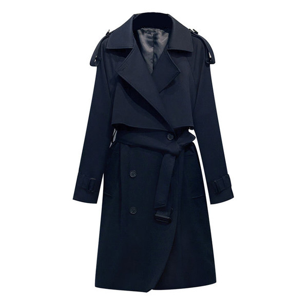 Μοντέρνο γυναικείο παλτό σε σκούρο χρώμα