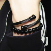 Alkalmi férfi karkötő fekete színben