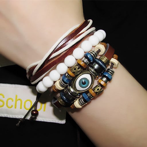 Brățară bărbătească alb-negru