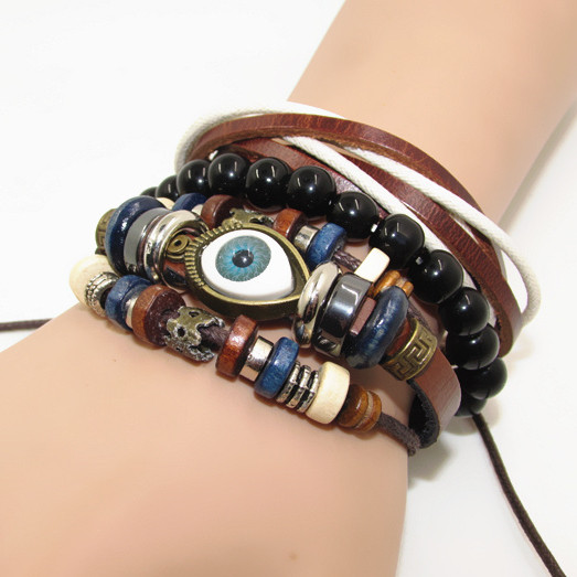 Brățară bărbătească alb-negru