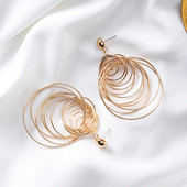 Cercei casual dama cu pandantive de culoare aurie