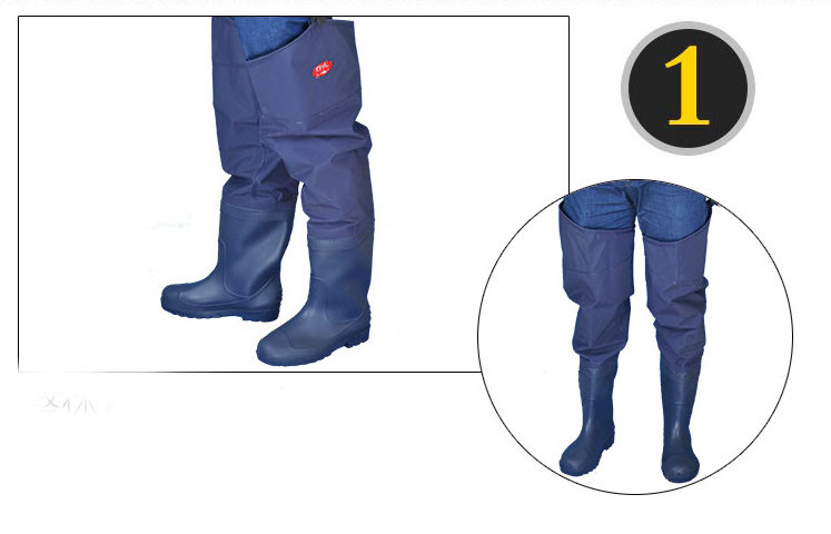 Дълги водоустойчиви ботуши за риболов в тъмносин цвят