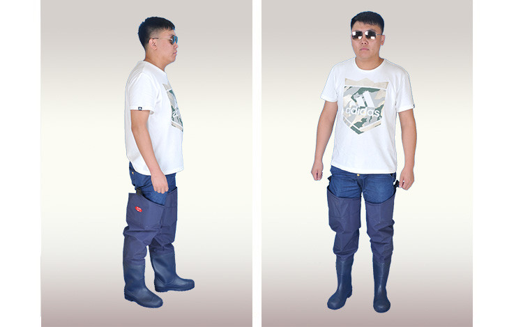 Дълги водоустойчиви ботуши за риболов в тъмносин цвят