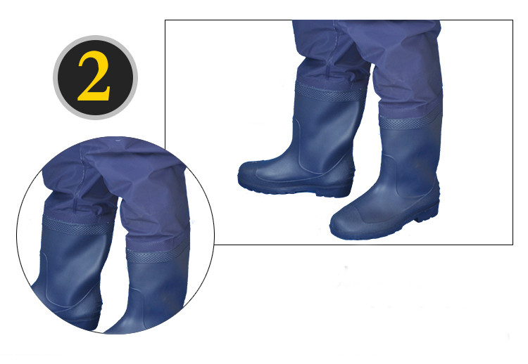 Дълги водоустойчиви ботуши за риболов в тъмносин цвят